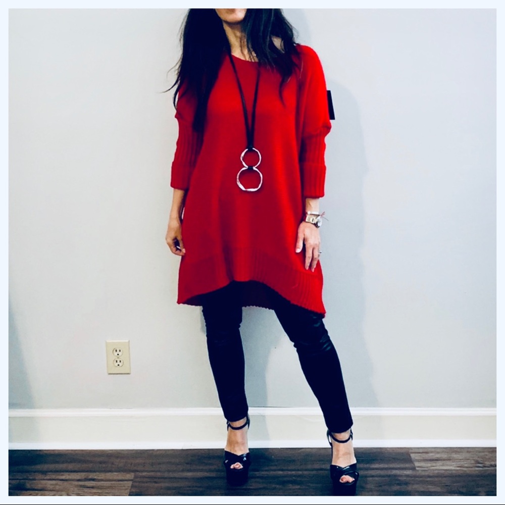 ✨LAST ONE ✨ITALY✨ red gorgeous loose fit sweater - Picture 5 of 8